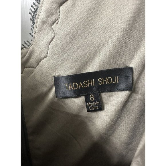 Tadashi Shoji Sequined Lace Smoked Pearl Grey Bronze Waist Detail Dress 8 Formal - Picture 5 of 9